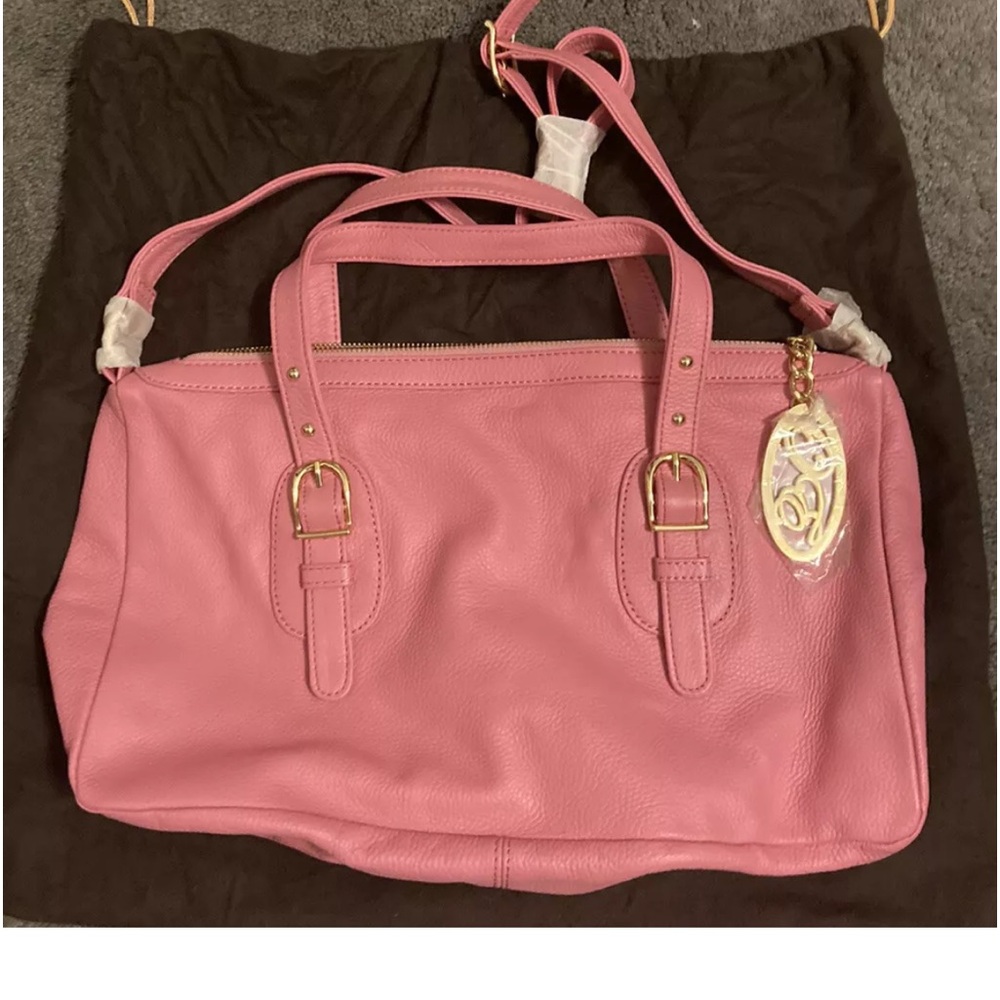 Onna Ehrlich Derin Pink Pebbled Leather Handbag With Gold w/dust bag